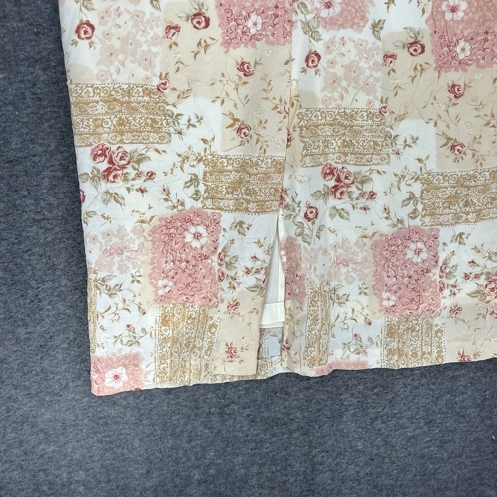Y2K Maxi Dress Chiffon Sheer Lined Sleeveless Pastel Patchwork Floral Womens XL - Picture 15 of 16